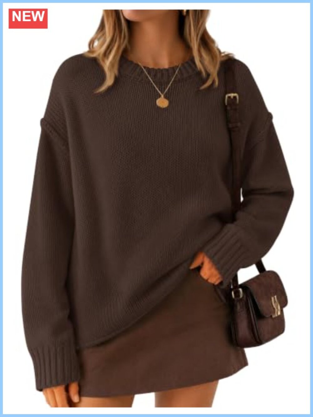 Women's Chunky Oversized Knit Sweater Crewneck Long Sleeve Cotton Blend Pullover